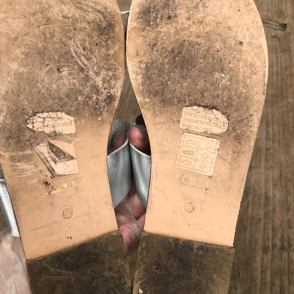 J.Crew Silver Slide Sandals. Size 8. - Picture 7 of 7